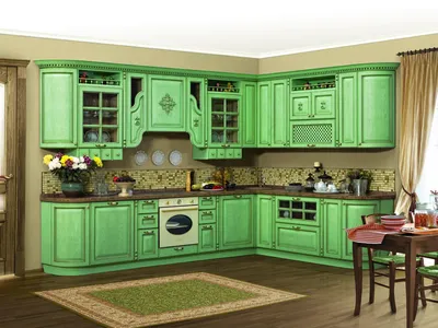 👉 Угловые зеленые кухни, купить кухню у производителя на заказ в Москве |  АК-Мебель