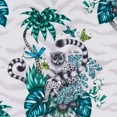 Lemur Wallpaper W0103 04 by Emma J Shipley in Pink