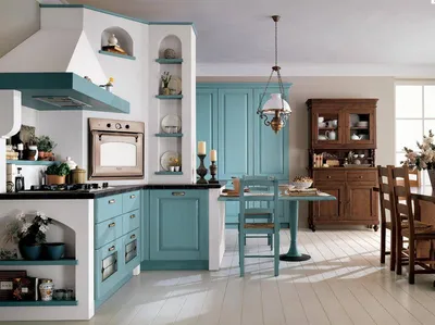 Кухни бирюзового цвета: 50 идей и фото примеров мебели и интерьеров