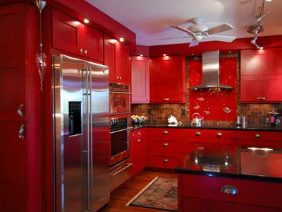 Кухня в красном цвете дизайн фото
