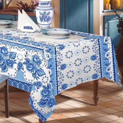 Текстиль «Гжель» – фартуки, скатерти, полотенца, кухонные наборы | Фарфор  Гжель Люкс