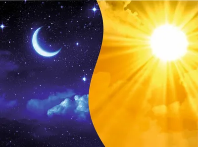 Солнце и Луна вместе на небе - 50 фото