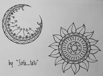 Татуировка на предплечье у девушки - луна и солнце — KissMyTattoo.ru