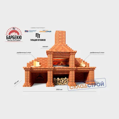 Готовый комплект зоны барбекю пб-2 из кирпича