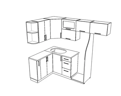 Чертеж угловой кухни с размерами и схемой сборки | Мебель своими руками