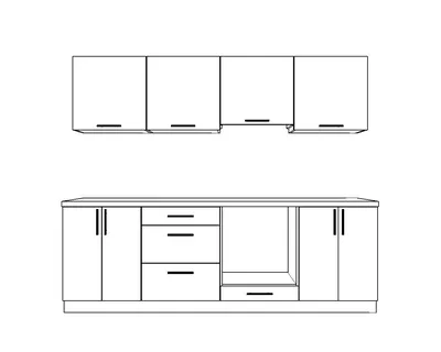 Чертеж прямой кухни с размерами и фурнитурой | Мебель своими руками