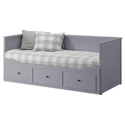 HEMNES ХЕМНЭС Каркас кровати-кушетки с 3 ящиками, серый 80x200 см