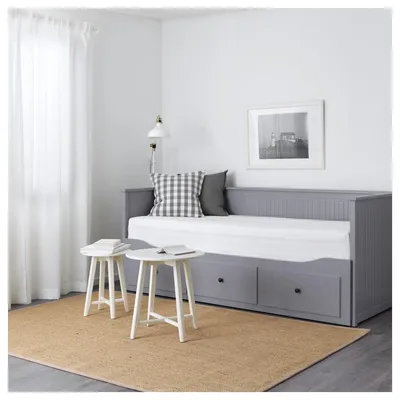 HEMNES ХЕМНЭС Каркас кровати-кушетки с 3 ящиками, серый 80x200 см