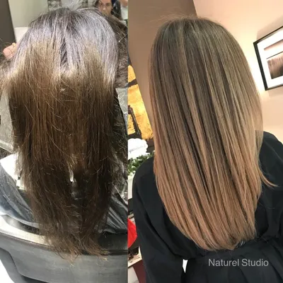 Мелирование темных волос до и после фото