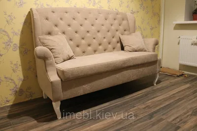 Кухонный диванчик с деревянными ножками в стиле Прованс (Светло-коричневый)  на заказ. Размеры и материал на выбор!