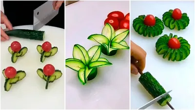 How to slice cucumbers and tomatoes for decoration. - YouTube