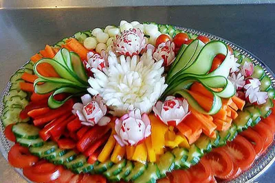5 Красивых овощных нарезок на Праздничный стол! Как красиво нарезать Овощи  обычным ножом! - YouTube