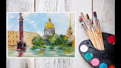 Видео урок Рисуем Гуашью Дождливый Санкт-Петербург! #Dari_Art - YouTube
