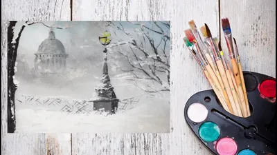 Как нарисовать зимний Петербург акрилом! #Dari Art - YouTube
