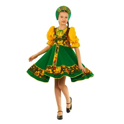 Купить \"хохлома зеленая\" русский народный костюм для девочки по цене 2 600  ₽ в Москве