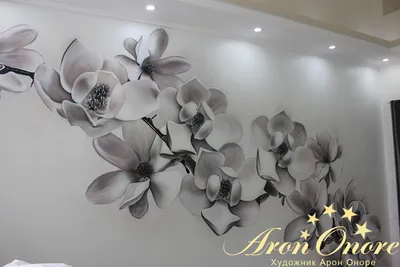 Аэрография на стенах в квартире - «Цветы» от студии Арона Оноре: фото,  цены, этапы работы
