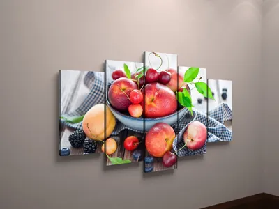 Модульная картина на холсте для кухни Красивые фрукты, Ягоды, Персики  Натюрморт 125х70см из 5 частей: продажа, цена в Черкассах. Фотокартины,  постеры от \"РА Витрина\" - 462146084