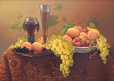 Натюрморт с фруктами — картина маслом на холсте. JPEG