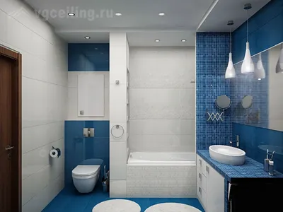 Глянцевый натяжной потолок в ванную 5,6 кв.м