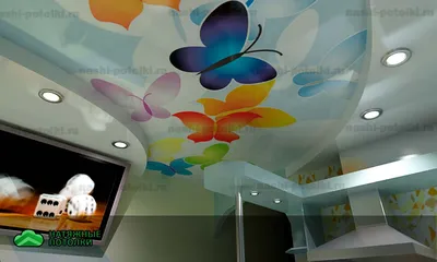 Натяжной потолок с бабочками в Москве с установкой - заказать недорого цена