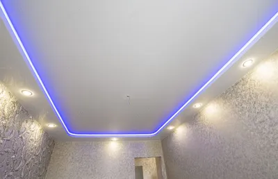Контурные натяжные потолки с подсветкой по периметру, цена за 1м2 с работой  и материалами