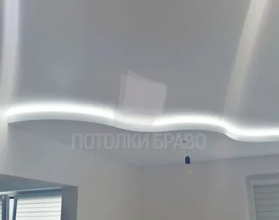 Двухуровневый сатиновый натяжной потолок с подсветкой НП-301 - цена от 1580  руб./м2