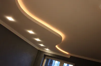 Схема двухуровневой конструкции и разрез потолка с подсветкой | AstamGROUP