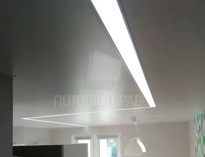 Серый матовый натяжной потолок с подсветкой для комнаты НП-1247 - цена от  1110 руб./м2