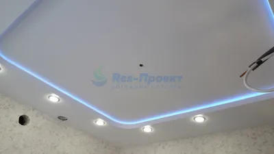 Белый сатиновый натяжной потолок с подсветкой на кухню | Портфолио  Res-Проект