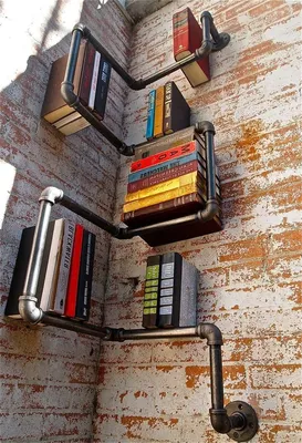 Необычный дизайн полки в стиле лофт | Bookshelves diy, Bookshelf design,  Furniture bookshelves