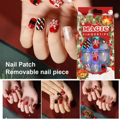 Съемные современные рождественские накладки для ногтей из АБС-пластика  компактные накладки для ногтей на день рождения - купить по выгодной цене |  AliExpress