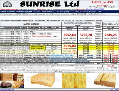 Пиломатериалы сухие Киев - Прайс-лист, цена с доставкой
