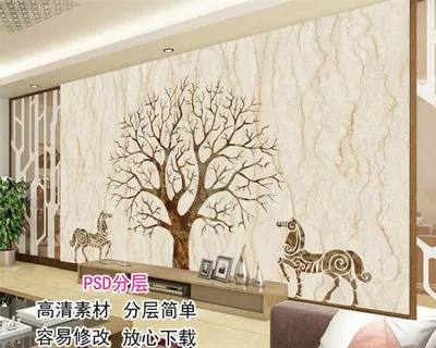 Beibehang пользовательские обои украшение дома Дерево с лошадью мраморная  картина роскошный зал интерьер фоны стены 3d обои - купить по выгодной цене  | AliExpress