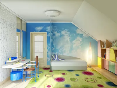 Комната на мансарде. Как сделать комнату на чердаке дома? — Строим сами |  Attic rooms, Colorful shelf, Bedroom decor
