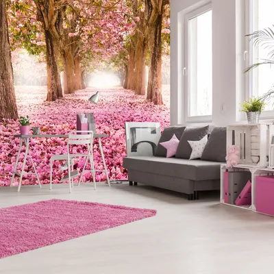 Фотообои расширяющие пространство \"Тоннель из розовых деревьев\