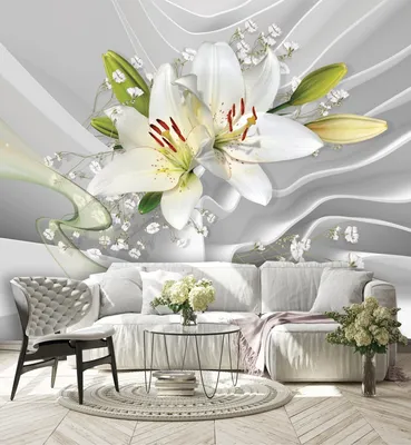 Фотообои Dekor Vinil, 3д стерео обои, цветы, обои лилии, геометрия, белые  цветы,обои в гостиную,роспись для спальни - купить по выгодной цене |  AliExpress
