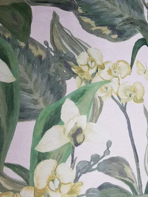 Обои виниловые Decoprint Breeze листья бабочки цветы орхидеи лилии  салатовые зеленые на песочном 0.53х10 м: продажа, цена в Полтаве. Рулонные  обои от \"Интернет-магазин обоев, ковров и текстиля для дома LUXURY-HOME\" -  1364488130