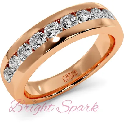 Мужское обручальное кольцо с 9 муассанитами Robert 0,9 карата – купить по  отличной цене в интернет-магазине Bright Spark
