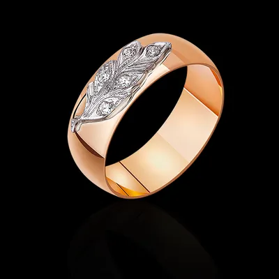 Обручальное широкое кольцо с накладкой и камнями, модель:КОБ053 (2.90) и  уникальные предложения из категории Обручальные кольца в интернет-магазине  ZL.GOLD