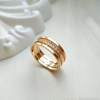 Обручальное кольцо с камнями золото (Об1) – заказать на Ярмарке Мастеров –  P73B6RU | Кольца обручальные, Челябинск