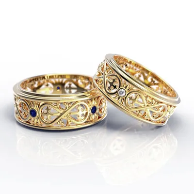 Обручальные кольца «Бесконечность» из комбинированного золота с  бриллиантами на заказ