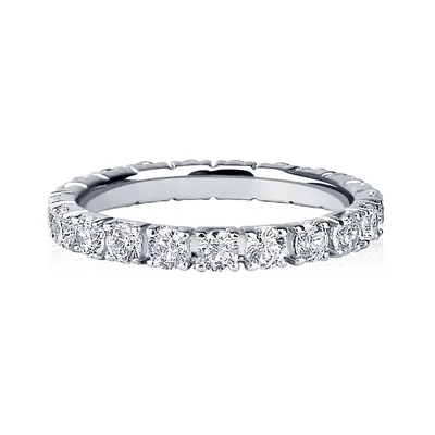 ПК-045-03 Обручальное кольцо из платины с дорожкой бриллиантов - PlatinumLab