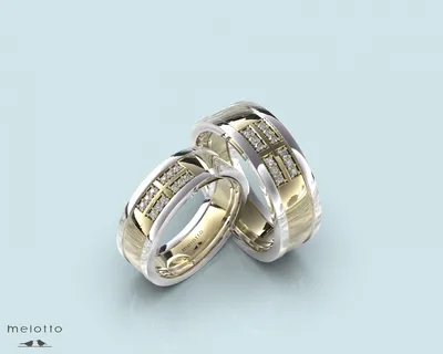 Двухцветные обручальные кольца с камнями
