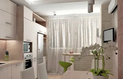 Балкон соединенный с кухней, объединение кухни с балконом, кухня на балконе  в квартире фото
