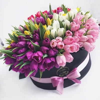 Большой букет тюльпанов | Бесплатная доставка цветов по Москве