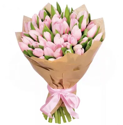 Купить букет из 49 розовых тюльпанов по доступной цене с доставкой в Москве  и области в интернет-магазине Город Букетов