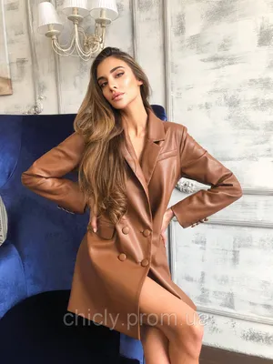 Платье-пиджак кожаное из эко кожи коричневое женское, цена 1900 грн —  Prom.ua (ID#1340926056)