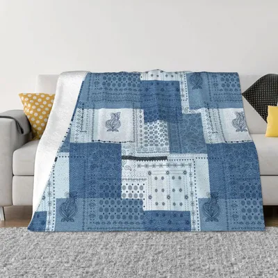 Джинсовое одеяло в стиле пэчворк с узором пейсли, бархатный дышащий супер  мягкий плед для дома, дивана, покрывала - купить по выгодной цене |  AliExpress