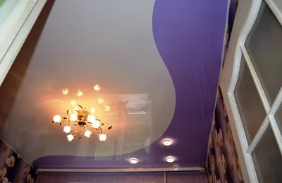 Двухцветный натяжной потолок в интерьере, фото: монтаж двухцветных натяжных  потолков в Днепропетровске, Львове Velum