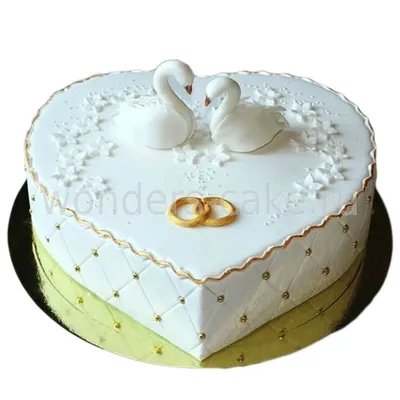 Торт с лебедями свадебный одноярусный на заказ по цене 1050 руб./кг в  кондитерской Wonders | с доставкой в Москве